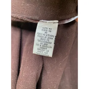 Anne Klein Leather Long Coat Brown Made in Korea Open Front Minimalist Classic L thumbnail 5