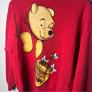 Vintage 90s Disney Winnie the Pooh Red Double Sided Back Hit Crewneck Sweater thumbnail 8