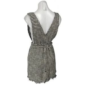 Zara Black White Tweed Button Front Sleeveless Pinafore Vest Mini Dress Size S thumbnail 3