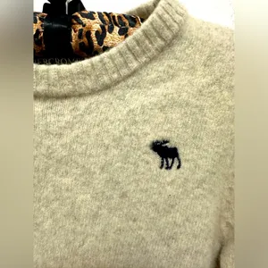 Abercrombie & Fitch Crewneck Cashmere Blend Pullover Small Beige thumbnail 3