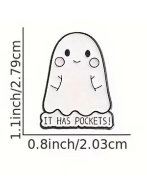 IT HAS POCKETS Ghost Pin Brooch NEW NWOT White thumbnail 2