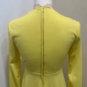 Vintage 1970s Victorian Edwardian Revival Yellow Lace Neck Maxi Dress Costume XS thumbnail 10