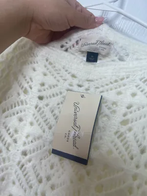 Universal Threads Ivory Crochet Knit Sweater Boho Cottagecore Soft Girl Top Sz M thumbnail 4
