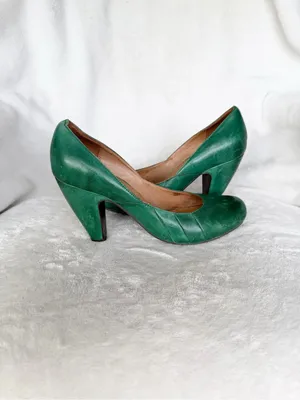 Miz Mooz Green Sunset Pumps Heels 6 Retro Round Toe Curved Heel Detailing thumbnail 2