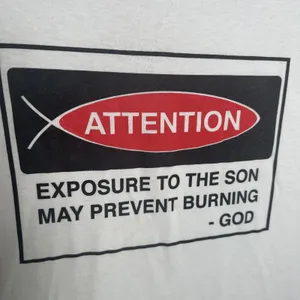 Jerzees NOS Vintage Exposure To The Son‎ May Prevent Burning T-Shirt Large White thumbnail 2