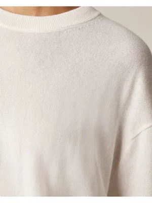 NWT J.Crew Cashmere Relaxed Crewneck Sweater in Snow Ivory Knit Pullover L thumbnail 3