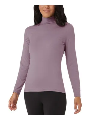 NWT 32 Degrees Mock-Neck Long-Sleeve Top Heather Fig Purple S thumbnail 1