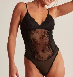 Abercrombie Black Vintage Lace Bodysuit thumbnail 1