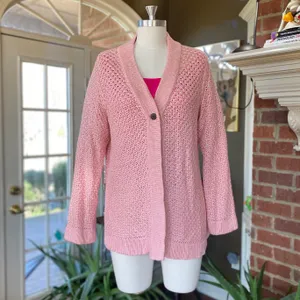 Vintage 1990s Knit Pastel Pink Cardigan thumbnail 2