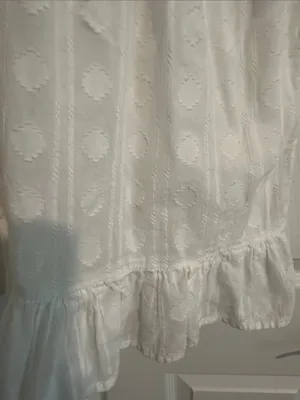 Anthropologie White Eyelet Ruffled Button-Front Dress thumbnail 3