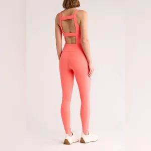 FP Movement Jumpsuit Spandex Never Better Strappy Back Neon Coral NWT sz XS pink thumbnail 2