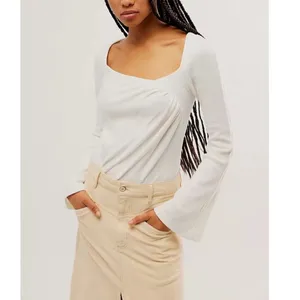 Free People On A Cloud Bodysuit Ivory Hippie Boho Bell Sleeve Size Medium thumbnail 8