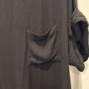Solemio Womens Black Rayon Short Sleeve Pocket Tee High Low Top S Lagenlook‎ thumbnail 2
