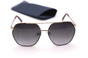 Foster Grant Sunglasses Gold Red Hexagon Frames Dark Gray Lenses Soft Case Vtg thumbnail 1