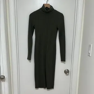 WILD FABLE | Olive Green Long Sleeve Ribbed‎ Fall Winter Christmas Knit Dress, S thumbnail 2