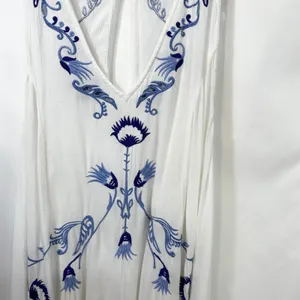 Free People Medium Slip Dress Adelaide Festival White Blue Floral Boho Mini 195‎ thumbnail 6
