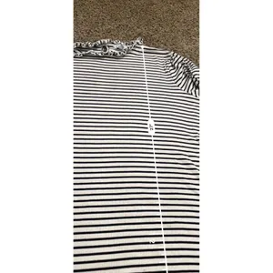 Croft & Barrow Women Plus 4X Striped Ruffle Neck Ribbed Long Sleeve Black White‎ thumbnail 8