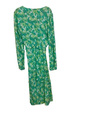 Anthropologie NA-KD Green Floral Balloon Sleeve Midi Dress Size 40 US M thumbnail 2