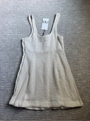 Zara Cream Sleeveless Textured Mini Dress thumbnail 4