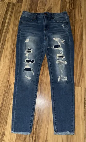 American Eagle Women's 8 Short Regular Hi‎ Rise Jegging Super Stretch Distressed thumbnail 1