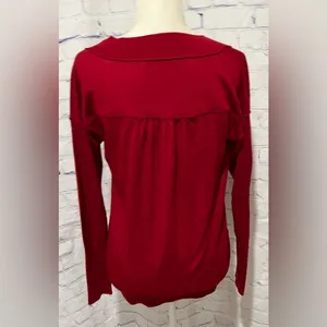 Red V Neck Ann Taylor Loft sweater size medium. thumbnail 3