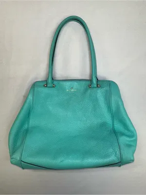 KATE SPADE Turquoise Satchel Purse Handbag Striped Interior Roomy thumbnail 1