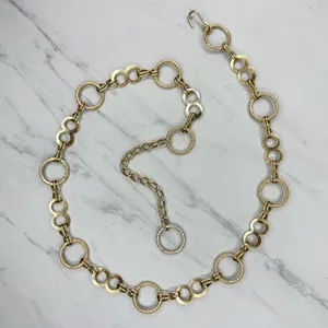 Textured Open Circle Ring Gold Tone Chain Link Belt Small (S) ✨ thumbnail 1