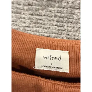 Wilfred Women Bodysuit L Copper Brown Cowl Neck Puffed Shoulder Ribbed 73611 thumbnail 4
