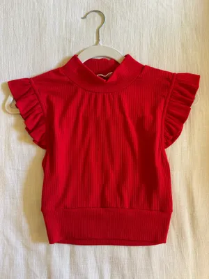Storia Top Red Ruffle Crop thumbnail 1