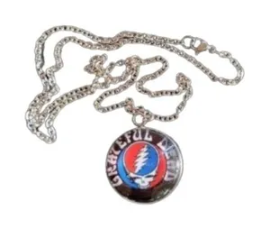 Grateful Dead Steal Your Face Necklace Earring Set Glass Photo Cabochon Pendants thumbnail 1