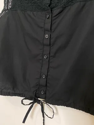 J.Crew Black Lace Trim Cropped Drawstring Top thumbnail 7