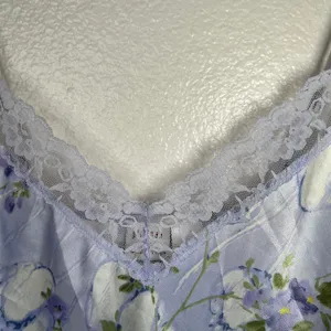 Gilligan & OMalley Floral Satin Slip Nightgown Dress Lace Trim Small thumbnail 5
