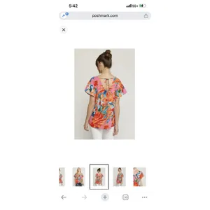 Entro NWT Watercolor Floral V-Neck Blouse Large Flutter Sleeve Tie Back Top New thumbnail 12