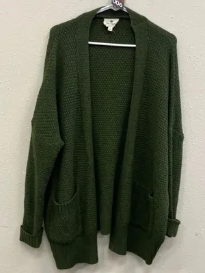 Betseys boutique shop Olive Green Pocket Knit Cardigan small 740 thumbnail 1