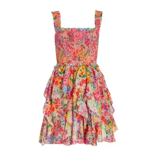 NEW Alice + Olivia Jocelyn Mini Dress Garden Floral Pink Ruffle thumbnail 3