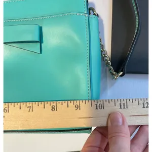 Kate Spade Montford Park Teal Small Crossbody Bag Bow Leather Chain Strap Chic thumbnail 10
