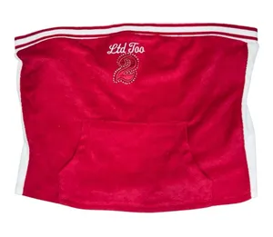 Limited Too Y2K Women’s ' Red Velour tube top with Embroidered Number thumbnail 1