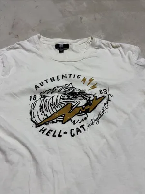 Frye cream Hell-Cat Graphic Crewneck Tee XL thumbnail 5