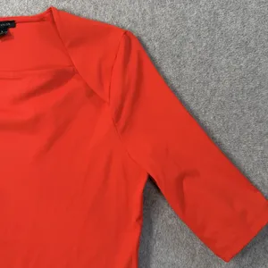 Ann Taylor Women's Small Red Square Neck 3/4 Sleeve Top Blouse Half Sleeve thumbnail 2
