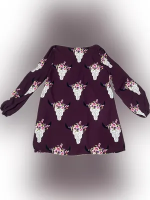 Peach Love California‎ Plum Floral Steer Skull Mini Dress thumbnail 2