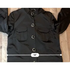Dana Buchman‎ Black Trench Coat Zebra Lining Mandarin Collar sz XS Weathergear thumbnail 8