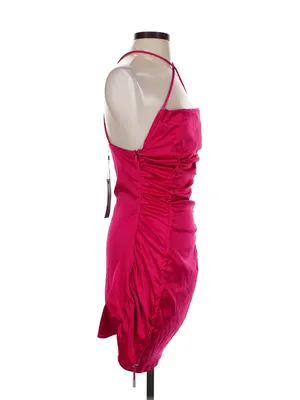 Manière De Voir Hot Pink Halter Ruched Mini Dress thumbnail 3