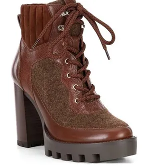 New! Antonio Melani - Penn Leather And Fabric Platform Lug Sole Booties‎ Sz 7.5 thumbnail 1