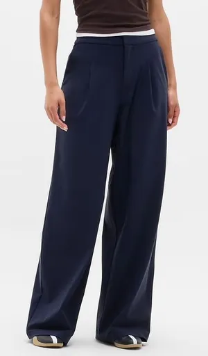 Athleta Pinnacle High Rise Trouser Navy‎ Blue Wide Leg Pleated Pants 16 472041 thumbnail 1