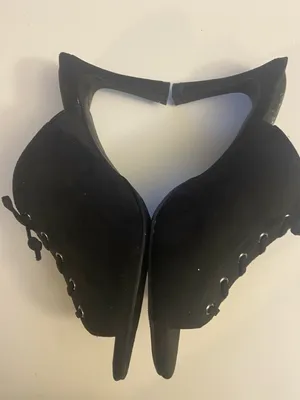 NW Diva Black Lace-Up Open-Back Mule Heels thumbnail 2