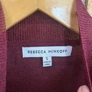 Rebecca Minkoff Adele Mock Neck Sweater Burgundy Glitter Mesh Long Sleeve Top S thumbnail 6