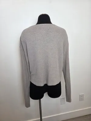 Dazy Thermal Waffle Knit Top Taupe Neutral Long Sleeve Comfy Cozy Loungewear XL thumbnail 4