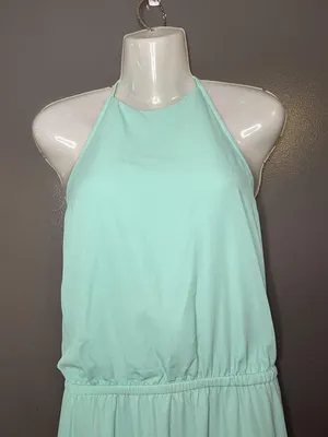 Show Me Your MuMu Dress Womens Large Green Halter Backless Chiffon Maxi Slit thumbnail 1