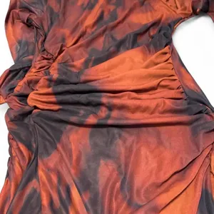 Y2K Brown Abstract Mesh Bodycon Midi Dress Size XL thumbnail 2