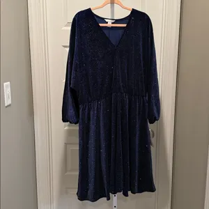London Times NWT Plus Size 3X Navy Sparkle Party‎ Dress Evening Cocktail thumbnail 3